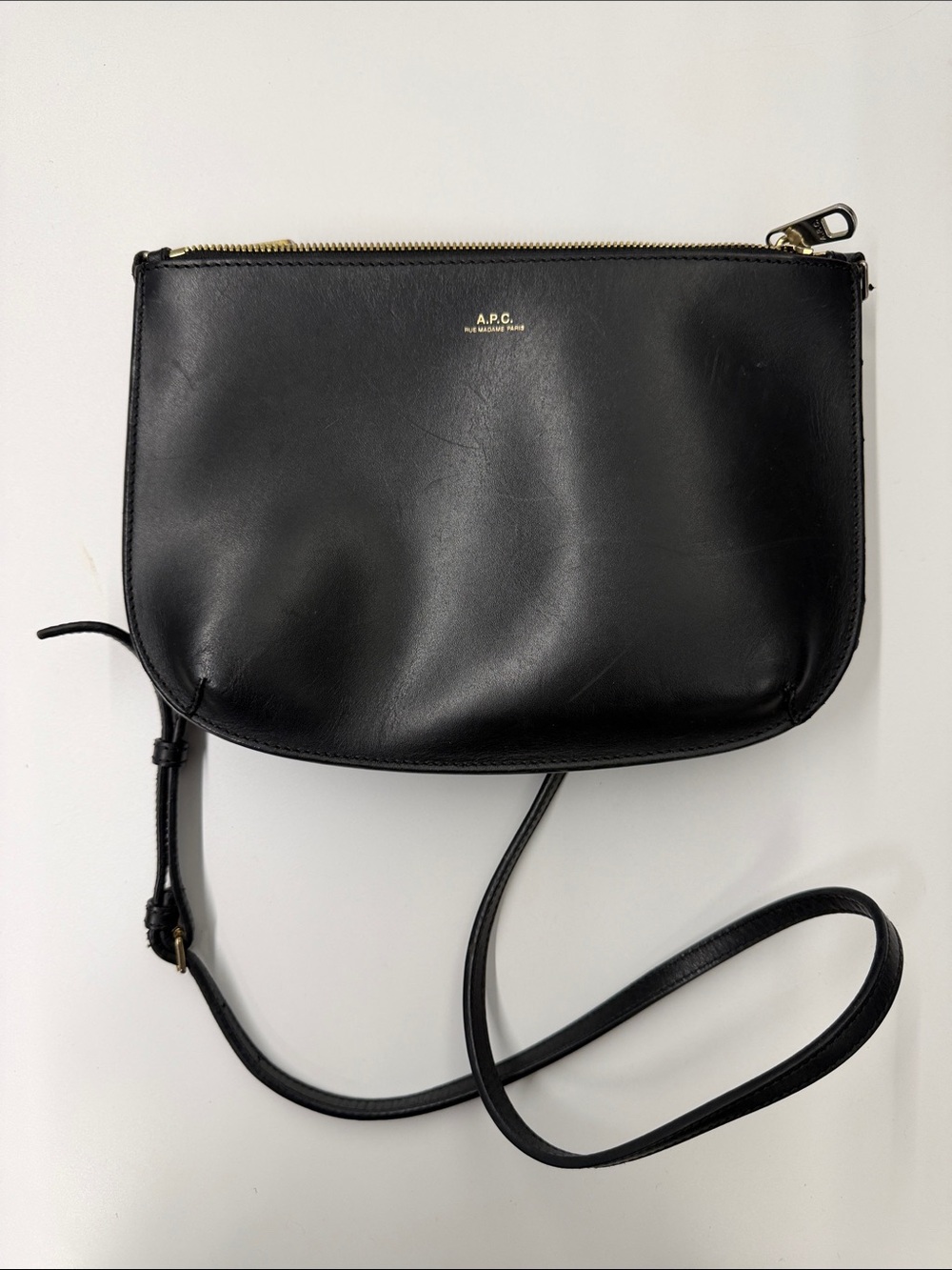 A.P.C. Black Leather Mini Crossbody Bag
